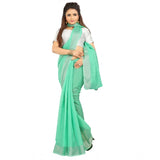 Women's Cotton Silk Self Design Saree With Unstitched Blouse 5.5Mtr (Green)