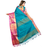 Women's Jacquard Woven Saree With Unstitched Blouse 5.5Mtr (Dark Green)