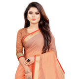 Women's Cotton Silk Checkered Saree With Unstitched Blouse 5.5Mtr (Orange)