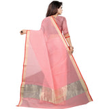 Women's Cotton Silk Checkered Saree With Unstitched Blouse 5.5Mtr (Multicolor)