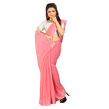Women's Cotton Silk Self Design Saree With Unstitched Blouse 5.5Mtr (Pink)