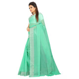 Women's Cotton Silk Self Design Saree With Unstitched Blouse 5.5Mtr (Green)
