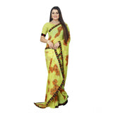 Women's Georgette Floral Print Saree With Unstitched Blouse 5.5Mtr (Brown-Mustard)