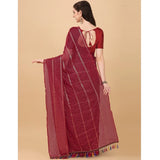 Women's Silk Blend Checkered Saree With Unstitched Blouse 5.5Mtr (Red)