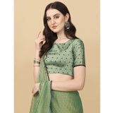 Women's Silk Blend Embellished Saree With Unstitched Blouse 5.5Mtr (Light Green)