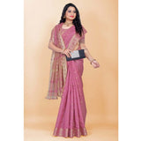 Women's Silk Blend Woven Saree With Unstitched Blouse 5.5Mtr (Pink)