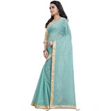 Women's Cotton Silk Checkered Saree With Unstitched Blouse 5.5Mtr (Blue)
