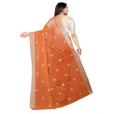 Women's Cotton Silk Embroidered Saree With Unstitched Blouse 5.5Mtr (Orange)