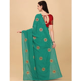 Women's Silk Blend Embroidered Saree With Unstitched Blouse 5.5Mtr (Green)