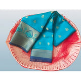 Women's Silk Blend Woven Saree With Unstitched Blouse 5.5Mtr (Green-Multicolor)