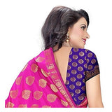 Women's Jacquard Woven Saree With Unstitched Blouse 5.5Mtr (Pink)
