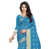 Women's Silk Blend Woven Saree With Unstitched Blouse 5.5Mtr (Light Green)