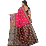 Women's Silk Blend Woven Saree With Unstitched Blouse 5.5Mtr (Multicolor)