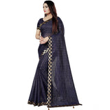 Women's Cotton Silk Checkered Saree With Unstitched Blouse 5.5Mtr (Multicolor)