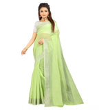 Women's Cotton Silk Self Design Saree With Unstitched Blouse 5.5Mtr (Light Green)