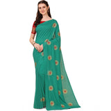 Women's Silk Blend Embroidered Saree With Unstitched Blouse 5.5Mtr (Green)