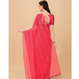 Women's Silk Blend Checkered Saree With Unstitched Blouse 5.5Mtr (Pink)