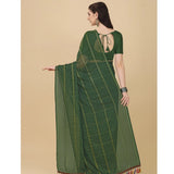Women's Silk Blend Checkered Saree With Unstitched Blouse 5.5Mtr (Green)