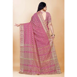 Women's Silk Blend Woven Saree With Unstitched Blouse 5.5Mtr (Pink)