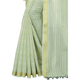 Women's Cotton Blend Solid/Plain Saree With Unstitched Blouse 5.5Mtr (Green)