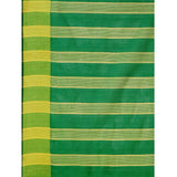 Women's Cotton Silk Striped Saree With Unstitched Blouse 5.5Mtr (Green)