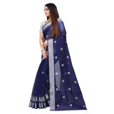 Women's Cotton Silk Embroidered Saree With Unstitched Blouse 5.5Mtr (Blue)