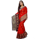 Women's Silk Blend Woven Saree With Unstitched Blouse 5.5Mtr (Purple-Red)