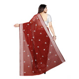 Women's Cotton Silk Embroidered Saree With Unstitched Blouse 5.5Mtr (Maroon)