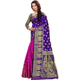 Women's Jacquard Woven Saree With Unstitched Blouse 5.5Mtr (Purple)
