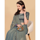 Women's Silk Blend Embellished Saree With Unstitched Blouse 5.5Mtr (Grey)
