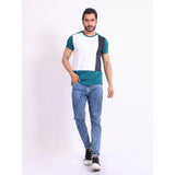 Men's Casual Cotton Printed Round Neck Half Sleeve T-Shirt (Green)