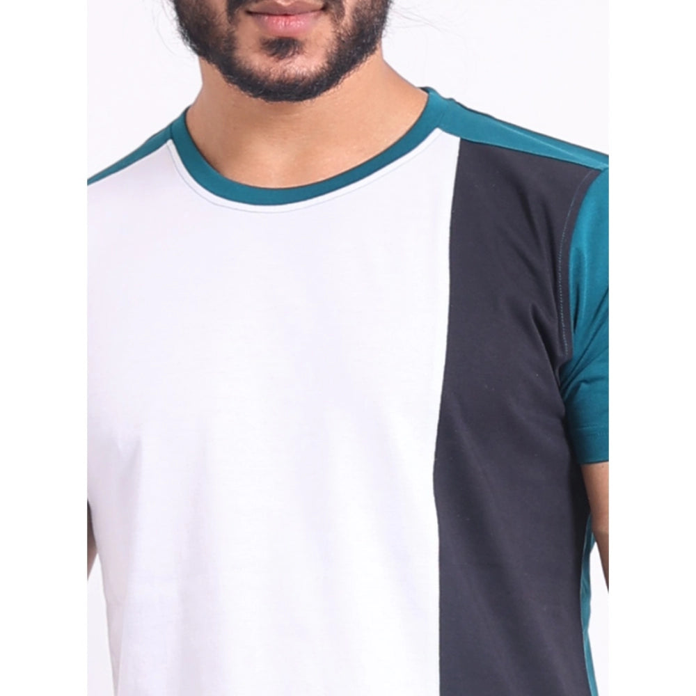 Green cotton men's casual printed round neck half sleeve t-shirt - versatile fashion accessory