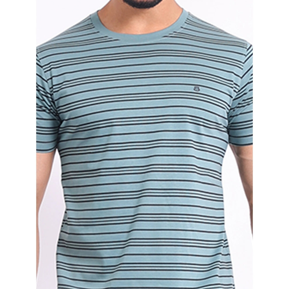 Men's casual cotton printed round neck half sleeve t-shirt in gery color with vibrant pattern design
