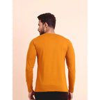 Men's casual cotton mustard solid V neck full sleeve t-shirt on hanger