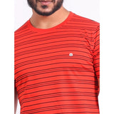 Men's casual cotton printed round neck half sleeve red t-shirt - vibrant pattern for everyday wear