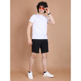 Men's Casual Cotton Striped Above knee Shorts (Black)