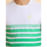 Men's Casual Cotton Printed Round Neck Half Sleeve T-Shirt (Green)