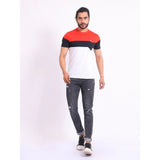 Men's Casual Cotton Printed Round Neck Half Sleeve T-Shirt (Red)