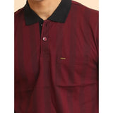 Plum cotton printed polo neck half sleeve men's casual t-shirt, vibrant design for casual wear