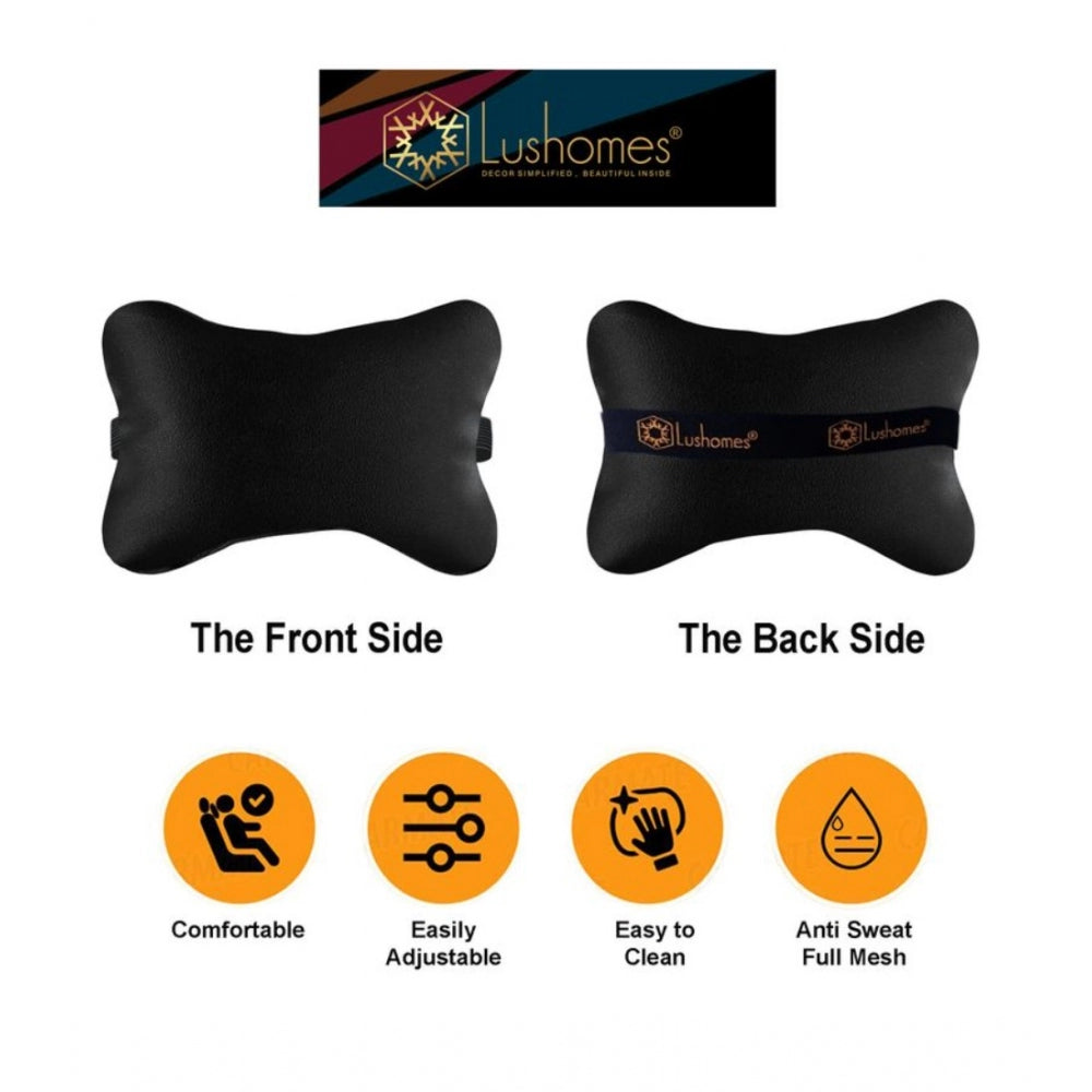 Black polyester solid car pillows (set of 6), perfect for long drives with a minimalist design