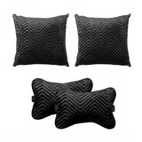 Black zig zag polyester car pillows (set of 4), vibrant design for auto upholstery