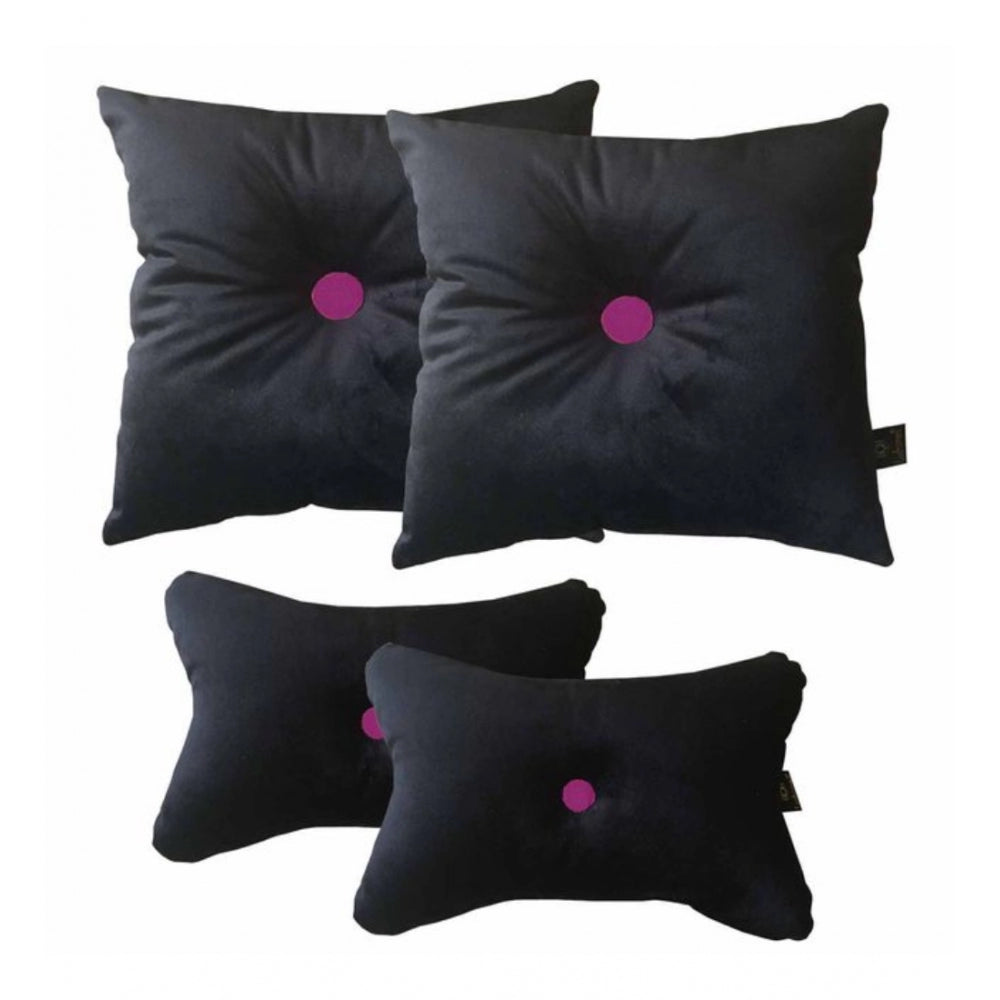 Black & Pink polyester solid car pillows (12x12in), comfortable set for car interiors