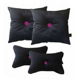 Black & Pink polyester solid car pillows (12x12in), comfortable set for car interiors