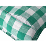 Green cotton checkered cushion cover with blanket stitch (12x20in) - home decor accessory pair