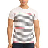 Men's Casual Cotton Printed Round Neck Half Sleeve T-Shirt (White)