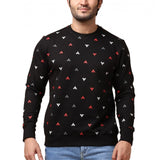 Black cotton printed round neck full sleeve sweat t-shirt for men's casual wear