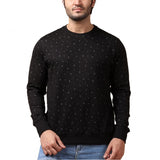 Black cotton printed round neck full sleeve sweat T-shirt for men - casual style with vibrant graphic design
