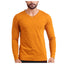 Men's casual cotton mustard solid v-neck full sleeve t-shirt for everyday wear
