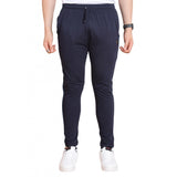 Men's Casual Cotton Striped Full Length Track Pant (Navy)