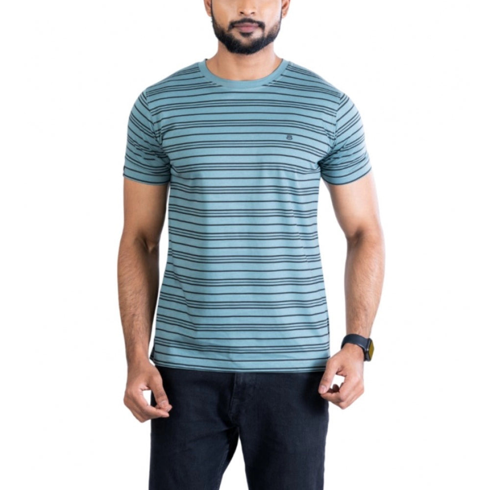 Men's casual cotton printed round neck half sleeve T-shirt in Gery color with vibrant pattern design